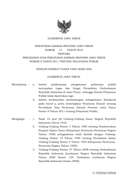 perda nomor 014 tahun 2016 tentang perubahan atas