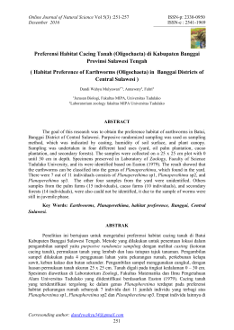 Preferensi Habitat Cacing Tanah - Jurnal Ilmiah Universitas Tadulako