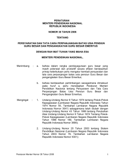 peraturan menteri pendidikan nasional republik indonesia nomor 38