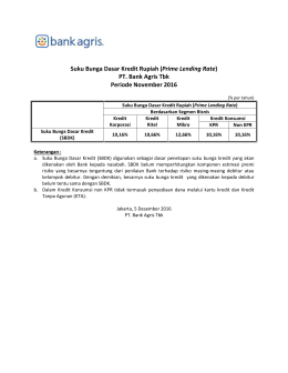 Suku Bunga Dasar Kredit Rupiah (Prime Lending Rate)
