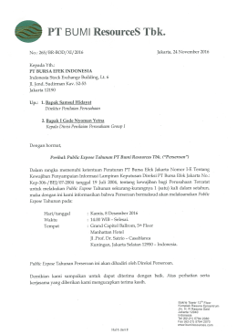 Announcement of Annual Public Expose