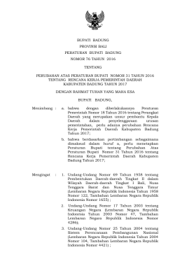 bupati badung provinsi bali peraturan bupati badung nomor 76