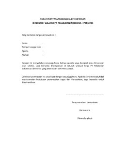 SURAT PERNYATAAN BERSEDIA DITEMPATKAN DI SELURUH