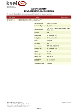 ANNOUNCEMENT PENG-459/KSEI.3.JKU/ISIN/122016