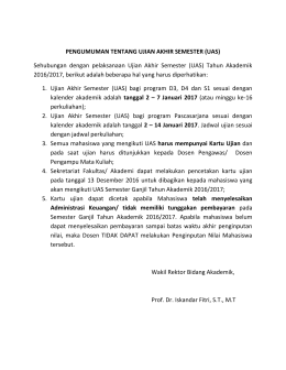 PENGUMUMAN TENTANG UJIAN AKHIR SEMESTER (UAS