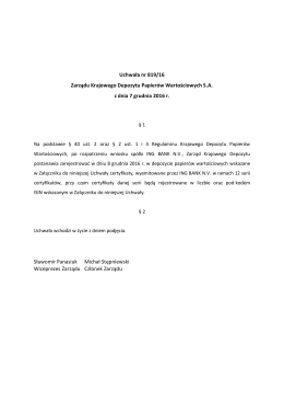 Uchwała nr 819/16 Zarządu Krajowego Depozytu Papierów