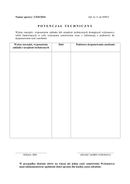 Zał. 11 Wykaz narzędzi i urządzeń