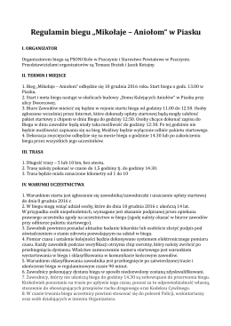 Regulamin biegu „Mikołaje – Aniołom“ w Piasku