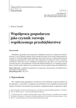 Pobierz plik PDF - Zeszyty Naukowe Uniwersytetu Ekonomicznego
