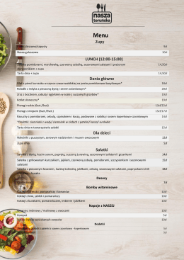 Zupy LUNCH (12:00-15:00) Dania główne Dla dzieci Sałatki