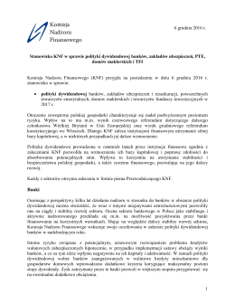 Stanowisko KNF w sprawie polityki dywidendowej