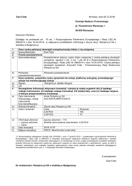 Ewa Folta Wrocław, dnia 09.12.2016r Komisja Nadzoru