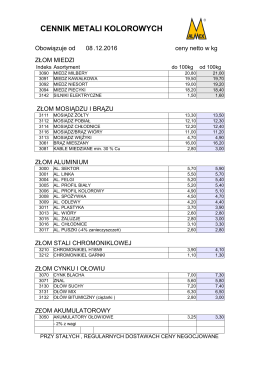 Pobierz aktualny cennik Plik w formacie PDF - Almex