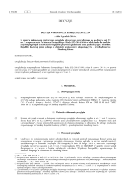 DECYZJA WYKONAWCZA KOMISJI (UE) 2016/ 2229