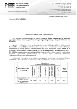 Wybór oferty na stronę - Regionalny Zarząd Gospodarki Wodnej we