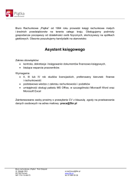 Asystent księgowego Oferta ważna do 31.12.2016 r.