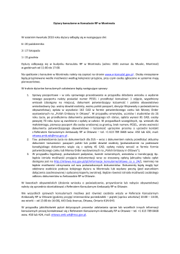 Dyżury konsularne w Konsulacie RP w Montrealu W ostatnim