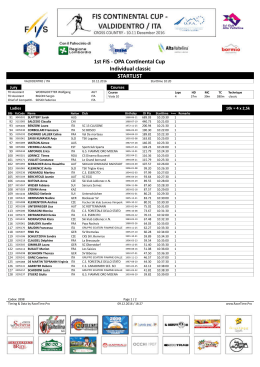 1st FIS OPA Con nental Cup Individual classic STARTLIST