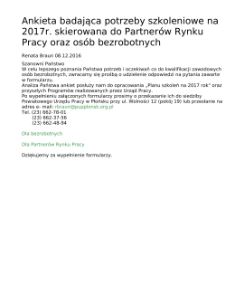 Ankieta badająca potrzeby szkoleniowe na 2017r