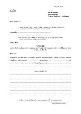 O zezwolenie na dokonanie czynności