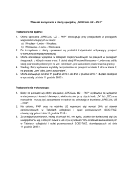 Warunki korzystania z oferty specjalnej „SPECJAL UZ