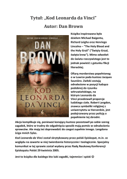 Tytuł: „Kod Leonarda da Vinci” Autor: Dan Brown