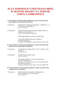 Plan Zimowego utrzymania na sezon 2016-2017