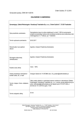 Ogłoszenie o Zamówieniu - Zakład Wodociągów i Kanalizacji