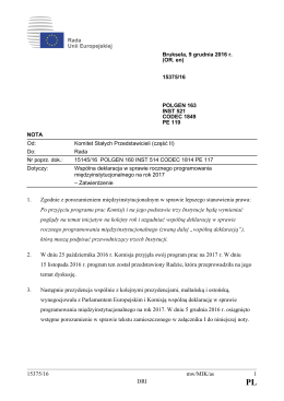 15375/16 mw/MIK/as 1 DRI 1. Zgodnie z porozumieniem