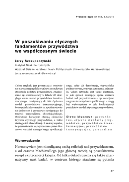 W poszukiwaniu etycznych fundamentów przywództwa we