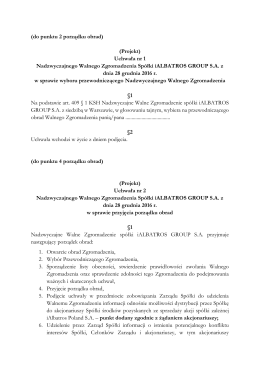 (do punktu 2 porządku obrad) (Projekt) Uchwała nr 1