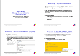 Rozdział 10b Obsługa błędów wykonania programu PL/SQL