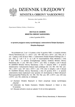DECYZJA Nr 326/MON MINISTRA OBRONY NARODOWEJ z dnia 2