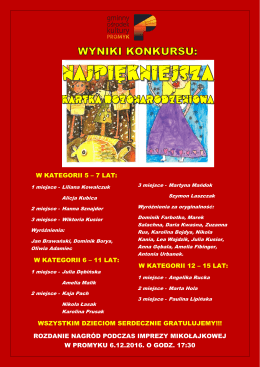 W KATEGORII 5 – 7 LAT: W KATEGORII 6 – 11 LAT: W KATEGORII