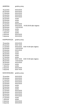 ANDERSA godziny pracy 19 grudnia 8:00-20:00 20