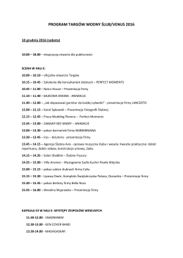 program targów modny ślub/venus 2016