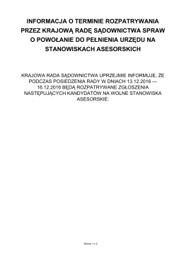 Informacja o terminie rozpatrywania przez Krajową Radę