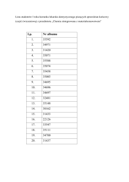 Lista studentów I roku kierunku lekarsko