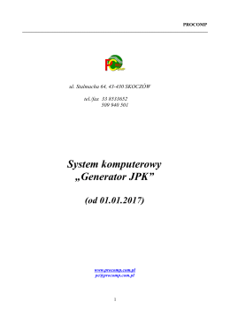 System komputerowy &bdquo;Generator JPK&rdquo;