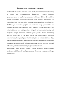 ŚWIĄTECZNA ZBIÓRKA ŻYWNOŚCI