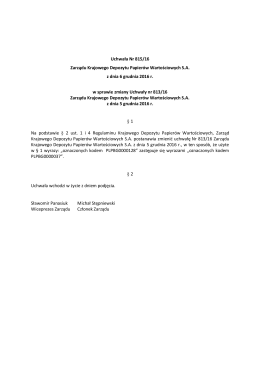 Uchwała Nr 815/16 Zarządu Krajowego Depozytu Papierów