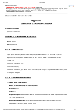 Wągrowiec: OGŁOSZENIE O ZMIANIE OGŁOSZENIA
