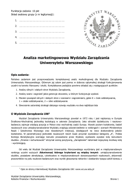Analiza marketingowowa Wydziału Zarządzania Uniwersytetu
