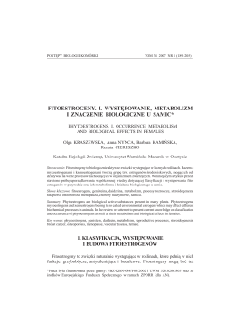 FITOESTROGENY. I. WYSTPOWANIE, METABOLIZM I ZNACZENIE