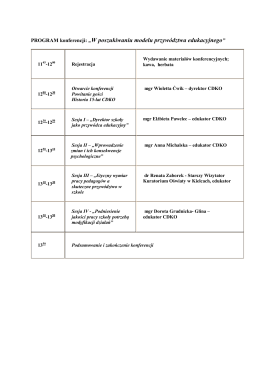 PROGRAM konferencji: „W poszukiwaniu modelu