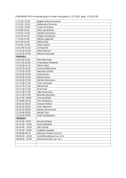 PLAN REKRUTACJI na specjalizację tv (studia licencjackie), 5.12