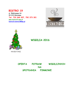 OFERTA WIGILIJNA DLA FIRM BISTRO 19