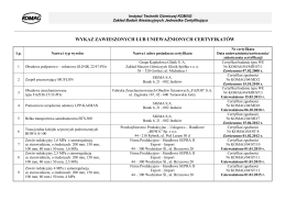 Wykaz unieważnionych/zawieszonych certyfikatów