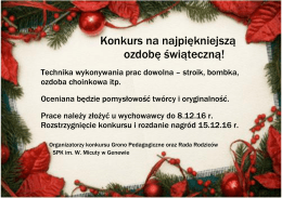 Konkurs na najpiękniejszą ozdobę świąteczną!