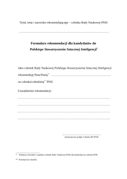 Formularz rekomendacji dla kandydatów do Polskiego